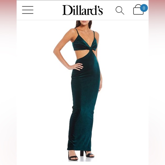 Gianni Bini Velvet green dress - size 0 - Picture 4 of 4